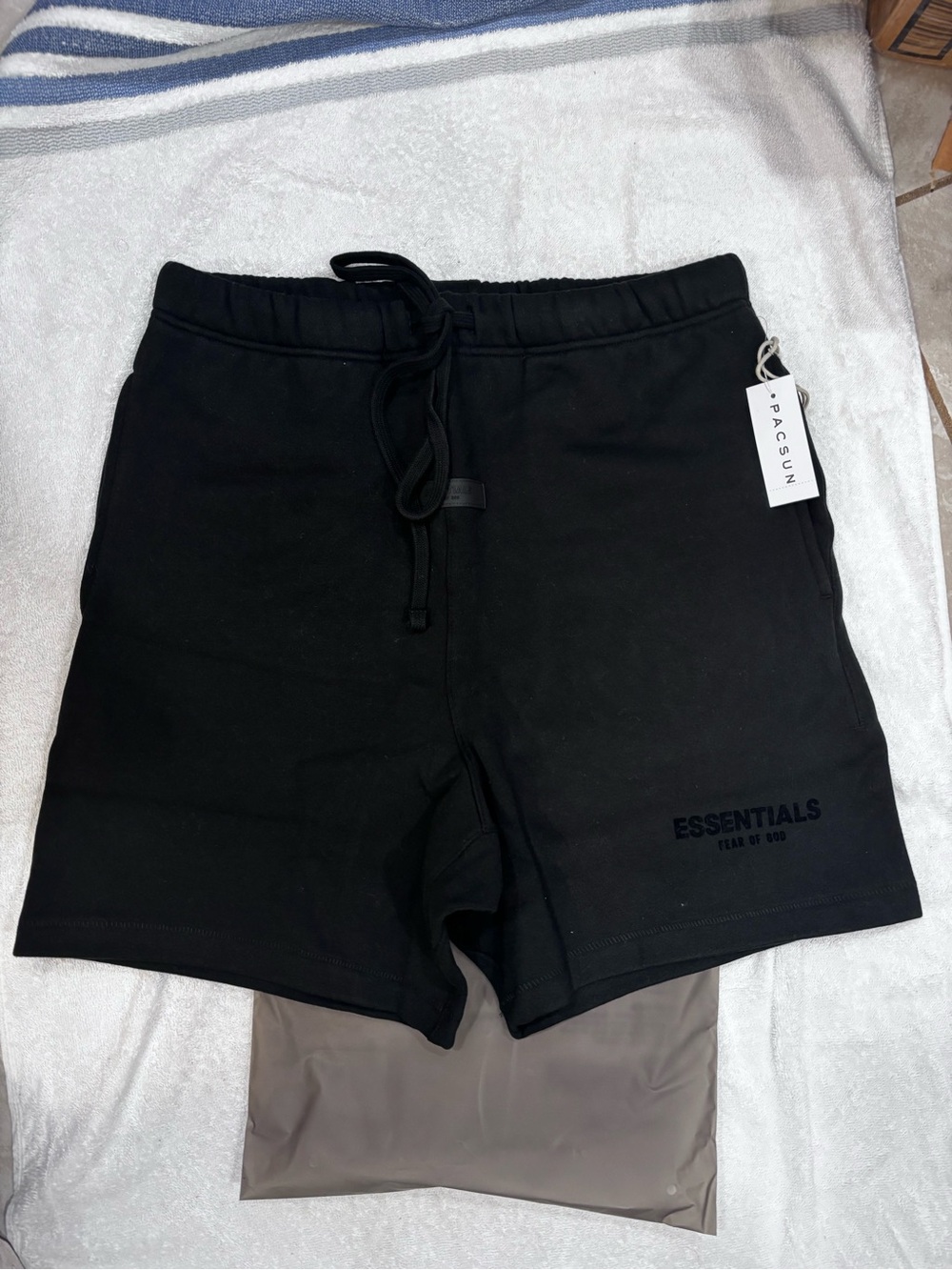 ESSENTIALS Men’s Black Fleece Athletic Shorts